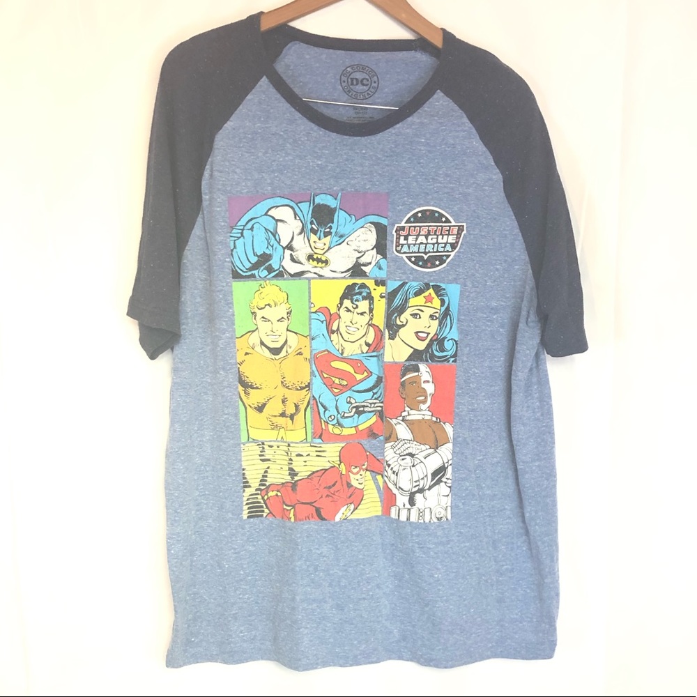 DC 2xl blue comic T-shirt Batman Superman geekery